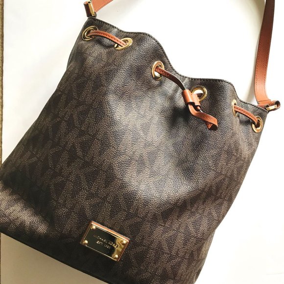 Michael Kors Brown Logo Print Shoulder Bag - Picture 7 of 8